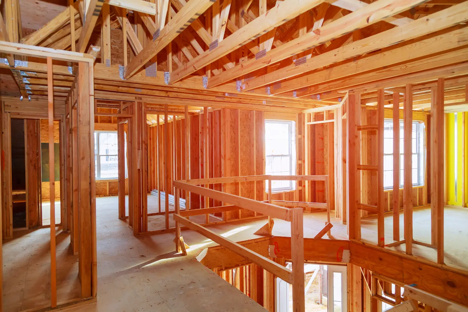 Interior of a building being built by Lee-Built Construction